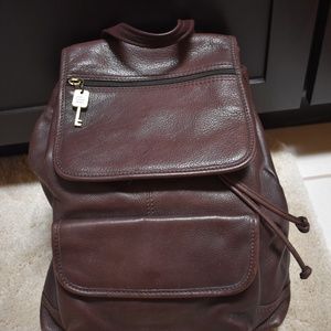 Chocolate Brown Leather Fossil Backpack